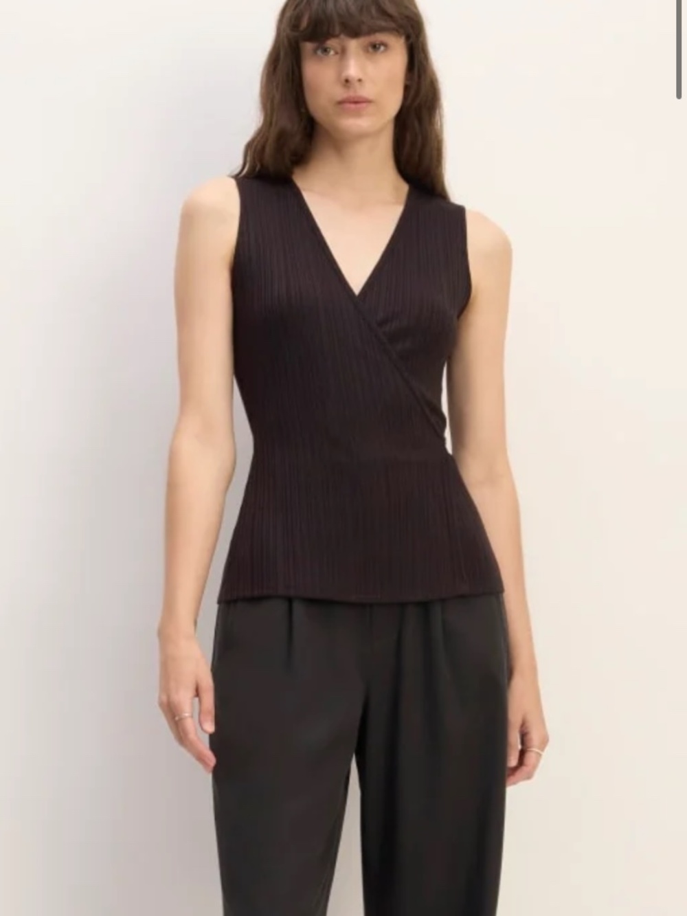 Everlane Rib Wrap Tank Top with Waist Tie Black - Size Large [1] (https://www.eb